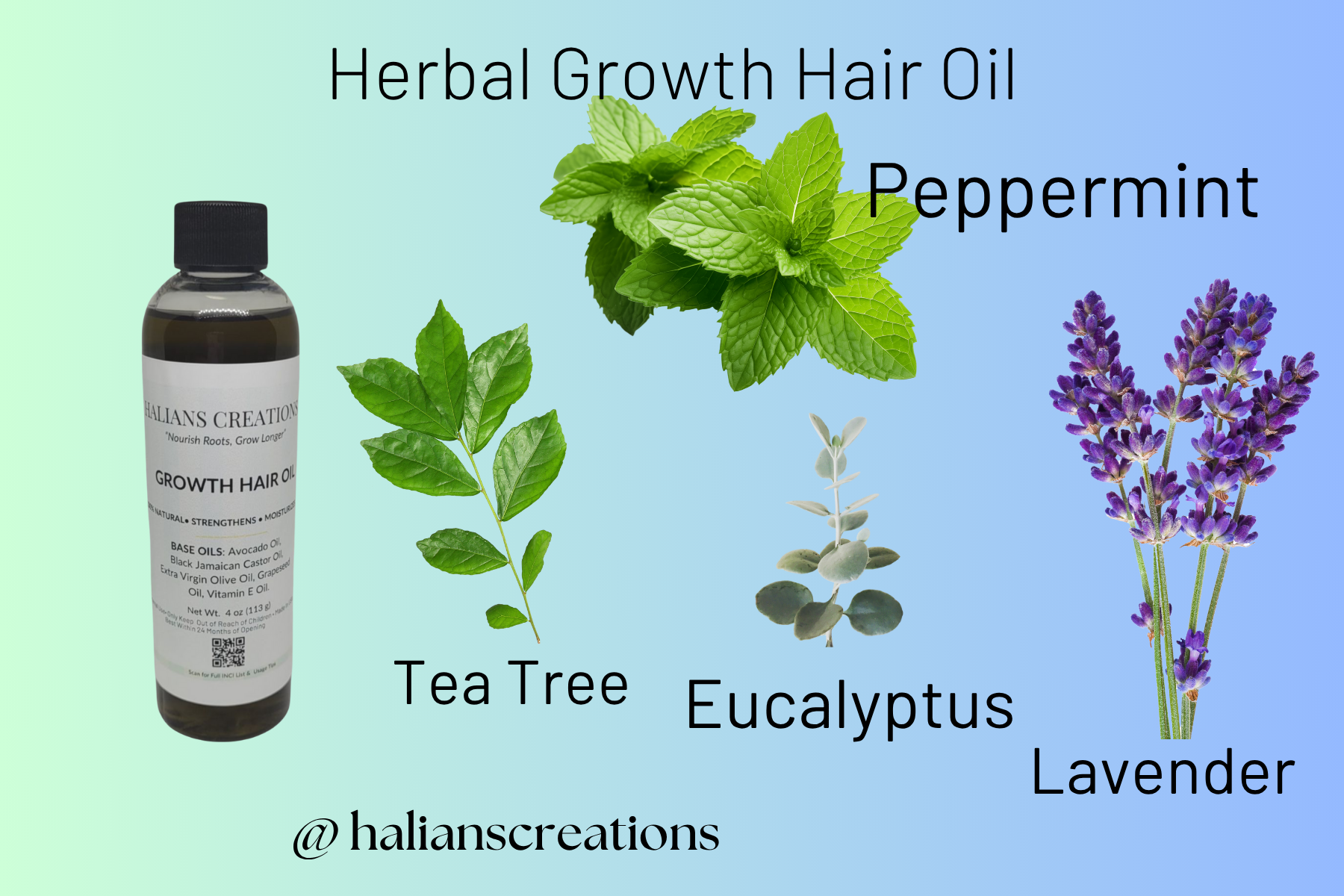 Halian's Creations - Vente Huiles pour cheveux - Huile de Croissance Capillaire aux Herbes3