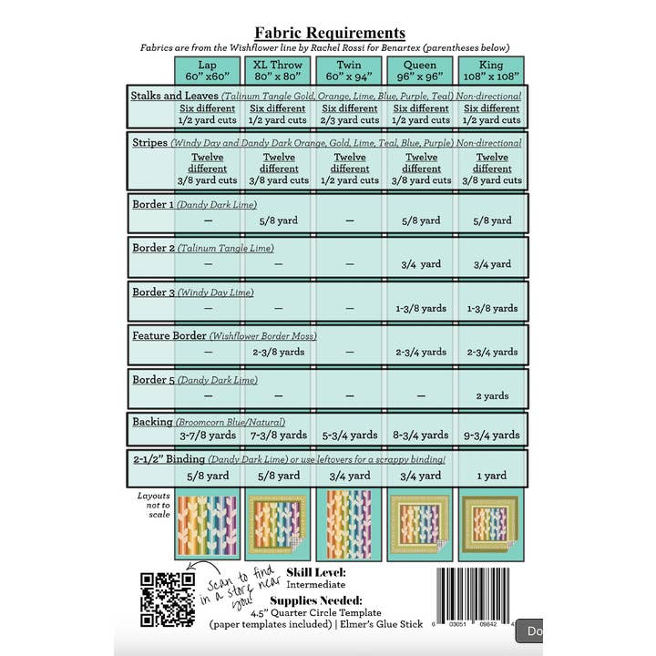 Rachel Rossi Design - Wholesale Craft sewing kit - Field of Joy | Curved Piecing Quilt Pattern 1