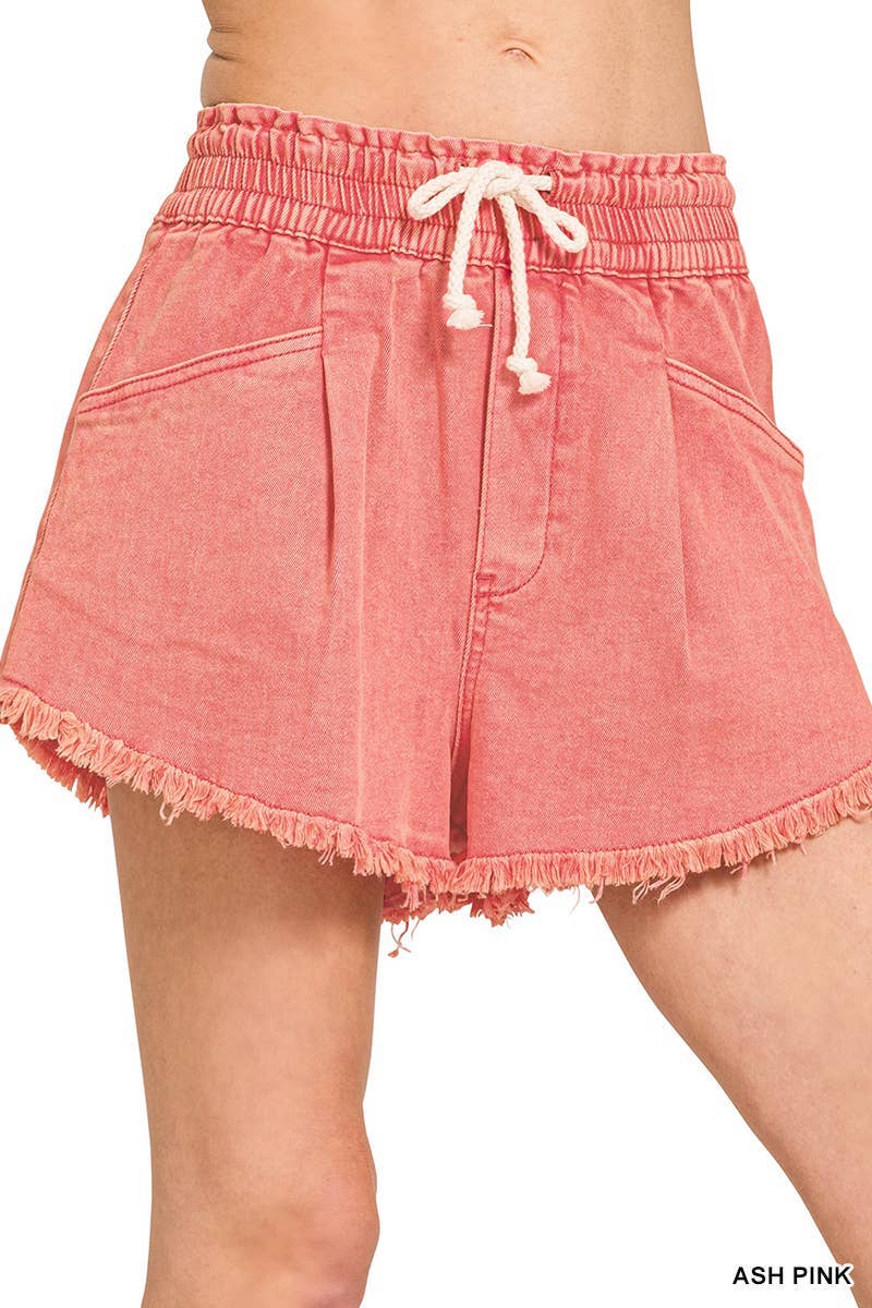 Vanilla Monkey - Wholesale Shorts - Women's - Washed Fray Hem Denim Short Pants0