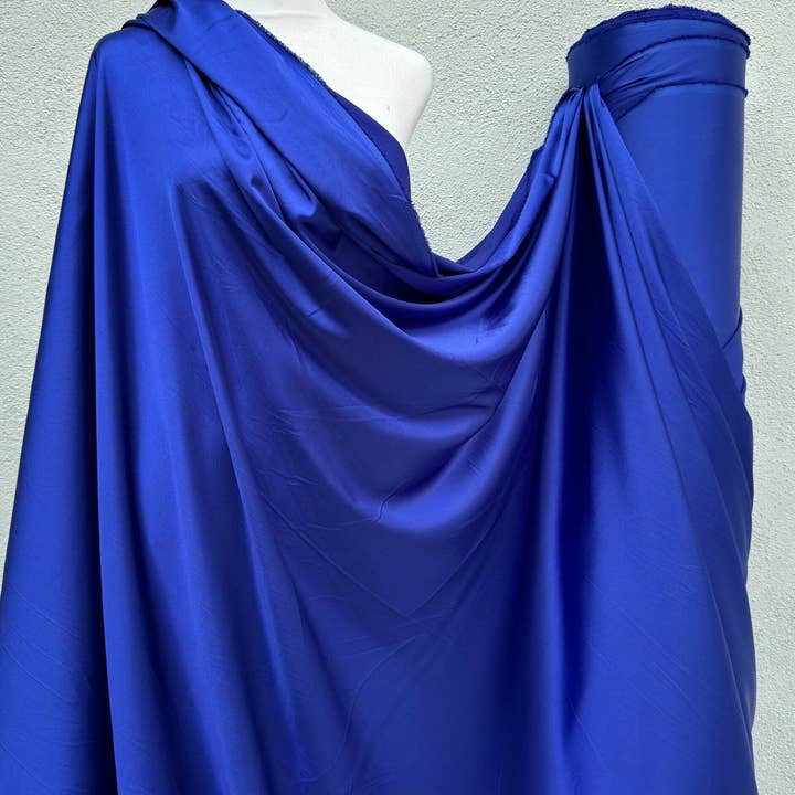 GalaTextile - Wholesale Fabric - Royal Blue Luxury Silky Satin Fabric By Yard, Spandex Deep Blue Bridal Fabric for Dresses Bows, Lingerie, Nightgowns, Blouses, Best Price2