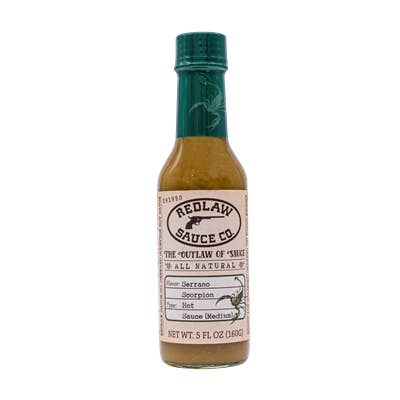 Serrano Scorpion Hot Sauce (Medium) for wholesale by Redlaw Sauce Co.