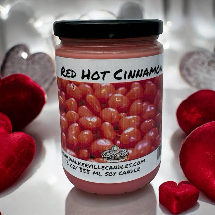 Candela ecologica da 12 oz in cocco e soia alla cannella piccante rossa per la vendita all'ingrosso da parte di Walkerville Candles