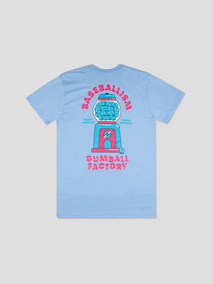 Baseballism - Wholesale Screen Printed T-Shirt - Kids - Gumball Factory T-Shirt (Light Blue) - Youth1