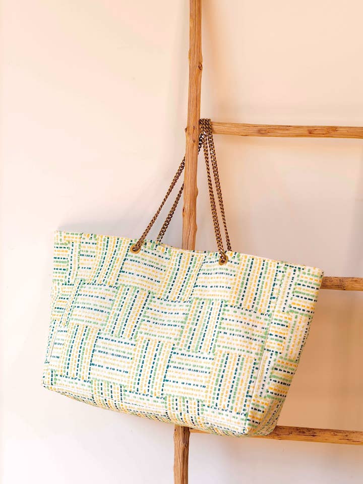 Borsa a tracolla grande Marcel ecru-verde per la vendita all'ingrosso da parte di Marli