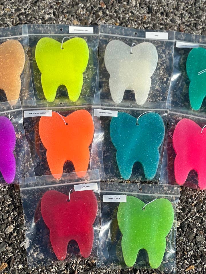 Tooth car scent freshie for wholesale by Pretty Queen Candles LLC