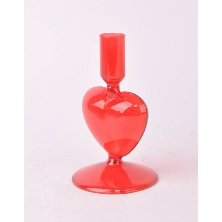 McGowan & Rutherford Ltd – wholesale Candle holder – Red Glass Heart Candle Holder1