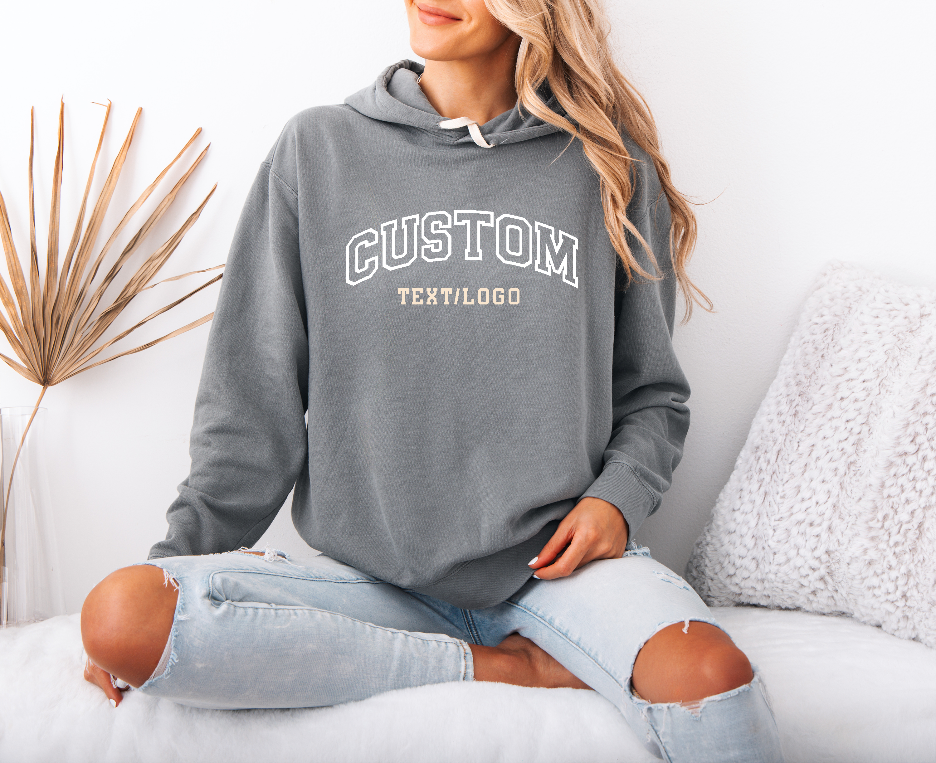 One Nine - Wholesale Hoodie - Women's - Custom Comfort Color Text/Logo Garment Dyed Hooded Sweatshir0
