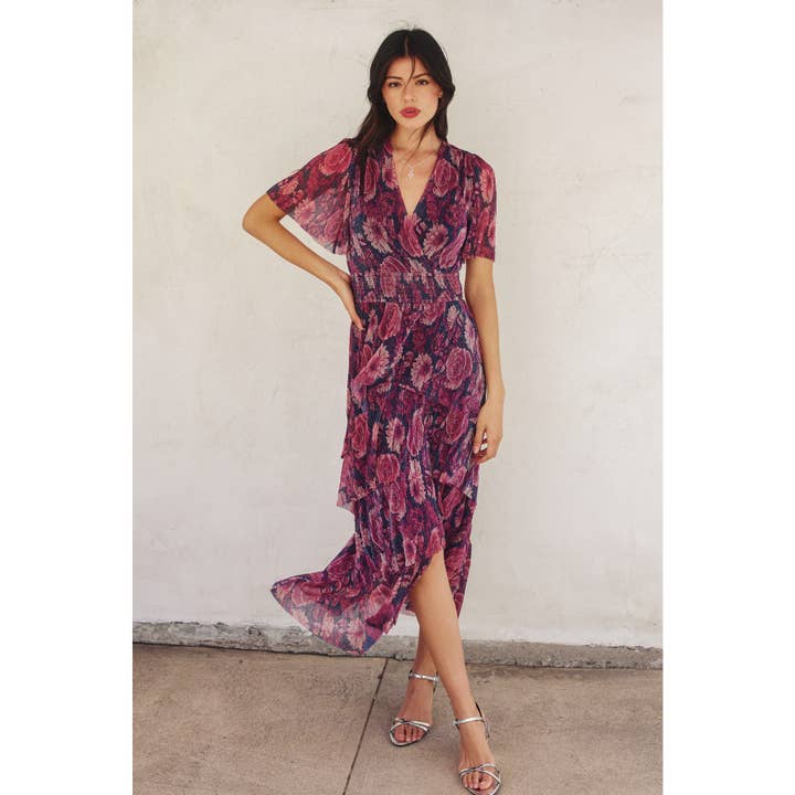 Violet Maxikjole med strikket talje for engroshandel hos Dress Forum