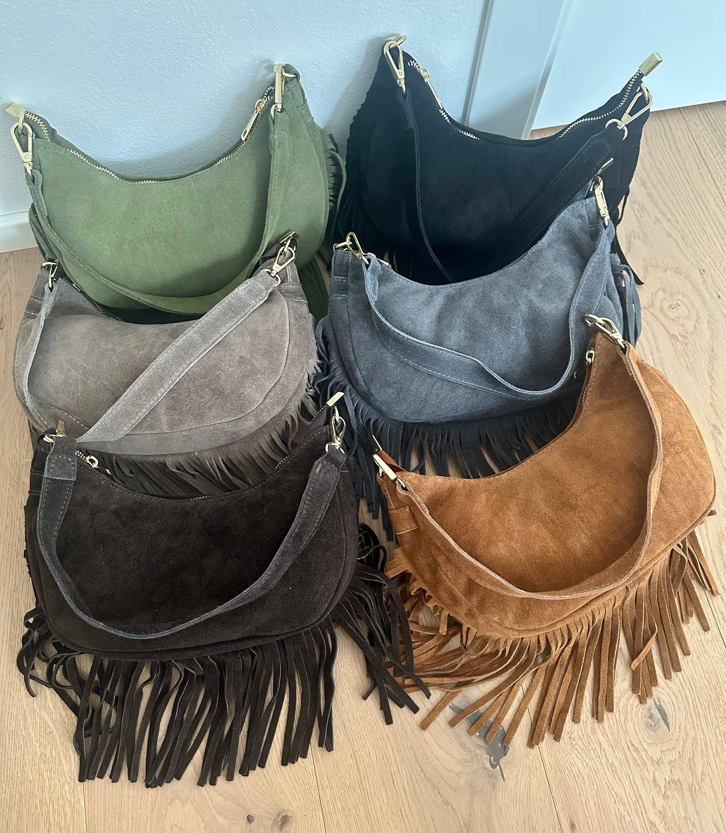 Zhade - Venta al por mayor Bolso con correa - Mujer - NINFEA - bolso de hombro de ante con flecos12