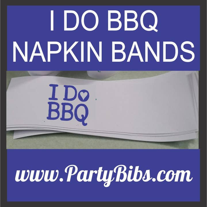 Bandas para servilletas I Do BBQ Heart, paquete de 25 para venta al por mayor de Party Bibs
