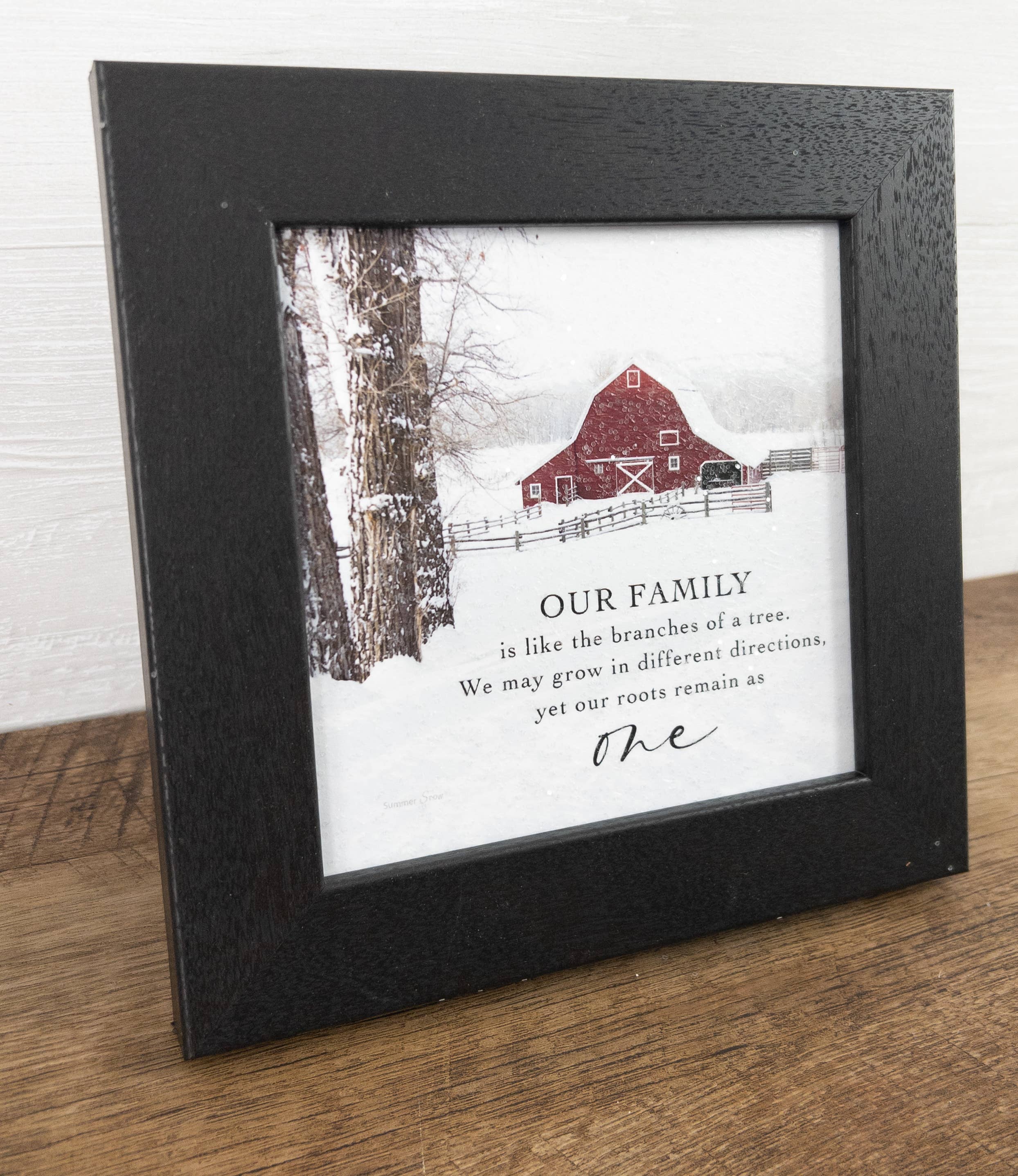 Summer Snow Art - Wholesale Christmas Wall Art - Our Family Is Like The Branches Of A Tree Winter Barn Art2
