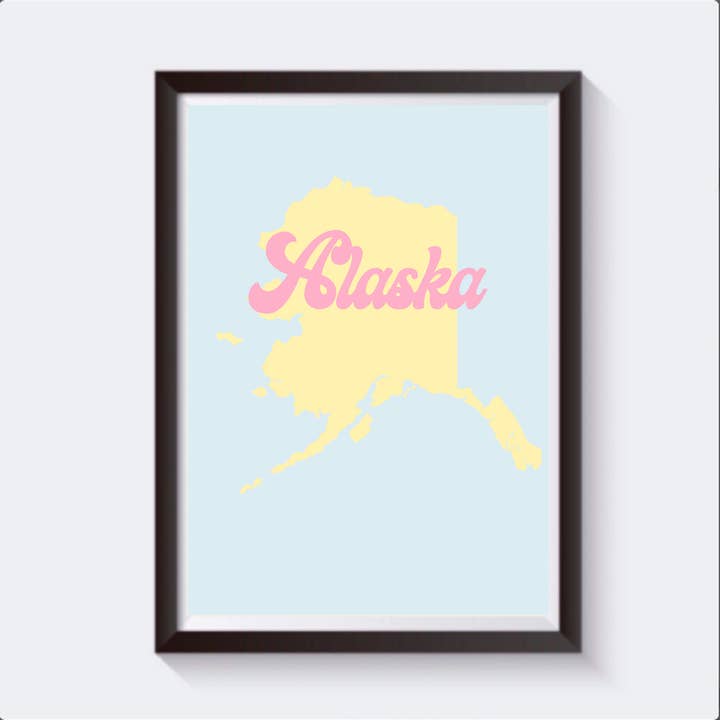 Alaska Retro Map Travel Print - Available in 6 sizes for wholesale by 2 Sisters