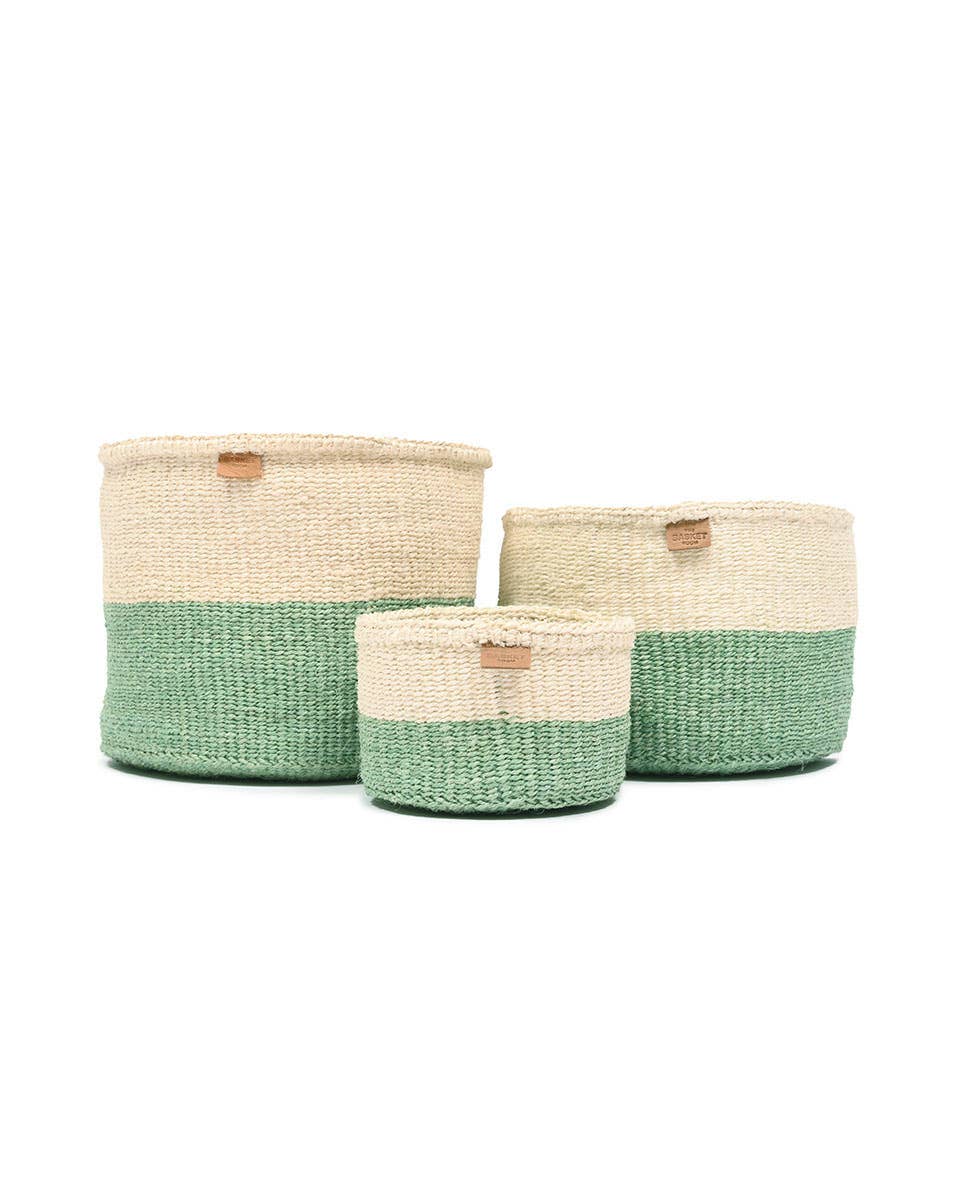 The Basket Room - Wholesale Basket - WILAYA: Green Colour Block Woven Basket | Planter | Toy Basket | Desk Tidy5