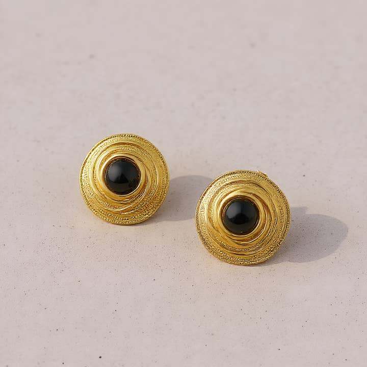 Black Onyx Inlay Earrings for wholesale by Revelari