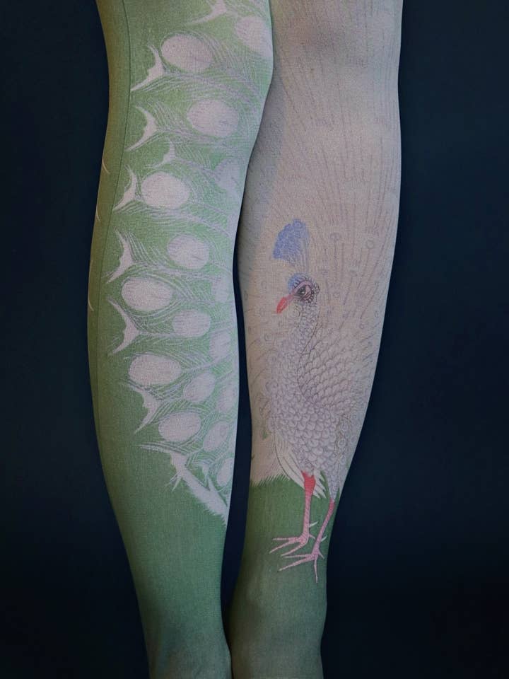 PEACOCK by KOSON OHARA Printed Art Tights for wholesale by Tabbisocks