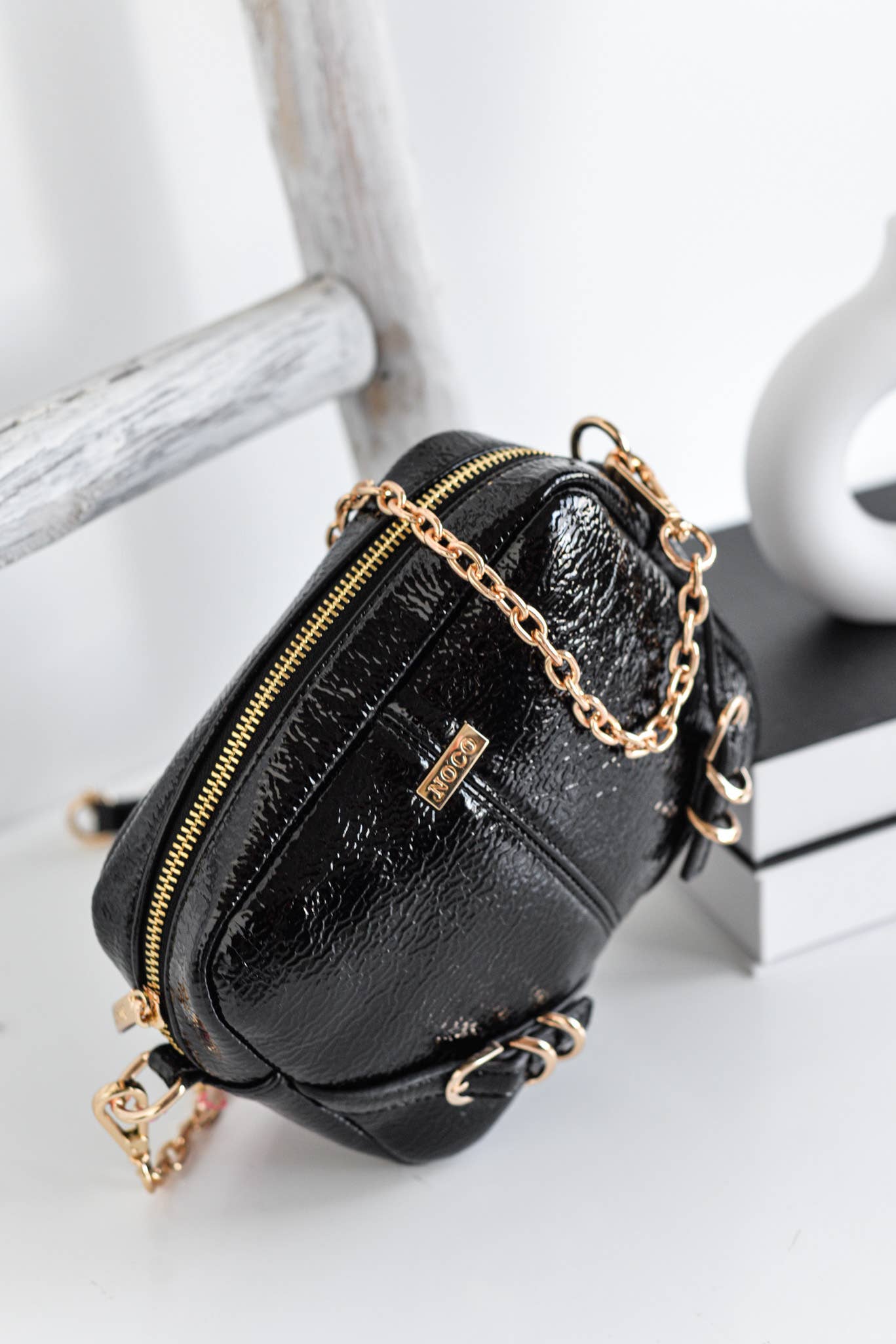 NOCO - Wholesale Shoulder Bag - Women's - Black Patent Leather Buckle Crossbody Bag1