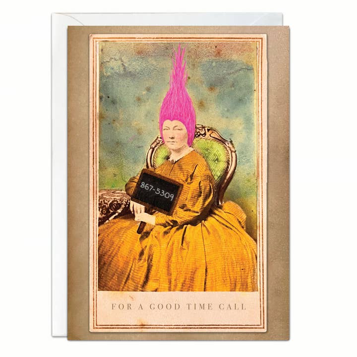 For a Good Time Call, Funny Altered Photo Greeting Card for wholesale by Ain't That a Kick in the Head