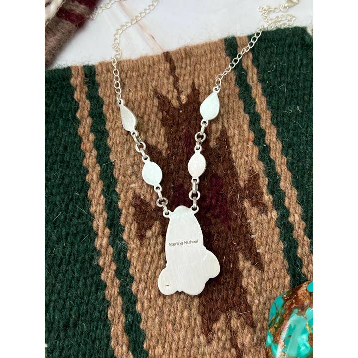 Nizhonitradersllc - Wholesale Pendant/Charm Necklace - Handmade Sterling Silver Palomino Turquoise Necklace with Signed Nizhoni5