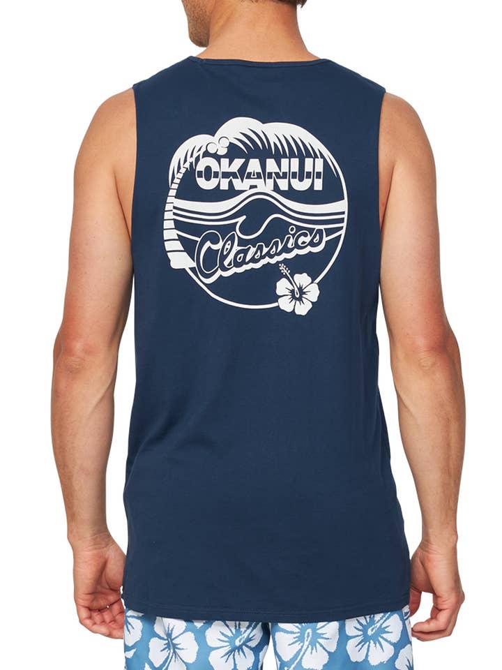 Mens - Tank - Classic Badge - Navy for wholesale by Okanui