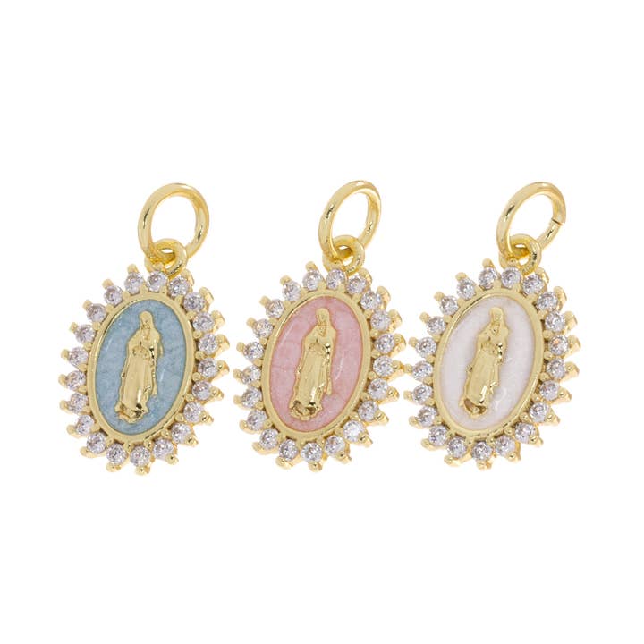 Dainty Guadalupe Charm For Jewelry Making CPG427B for wholesale by Jewel Pledge