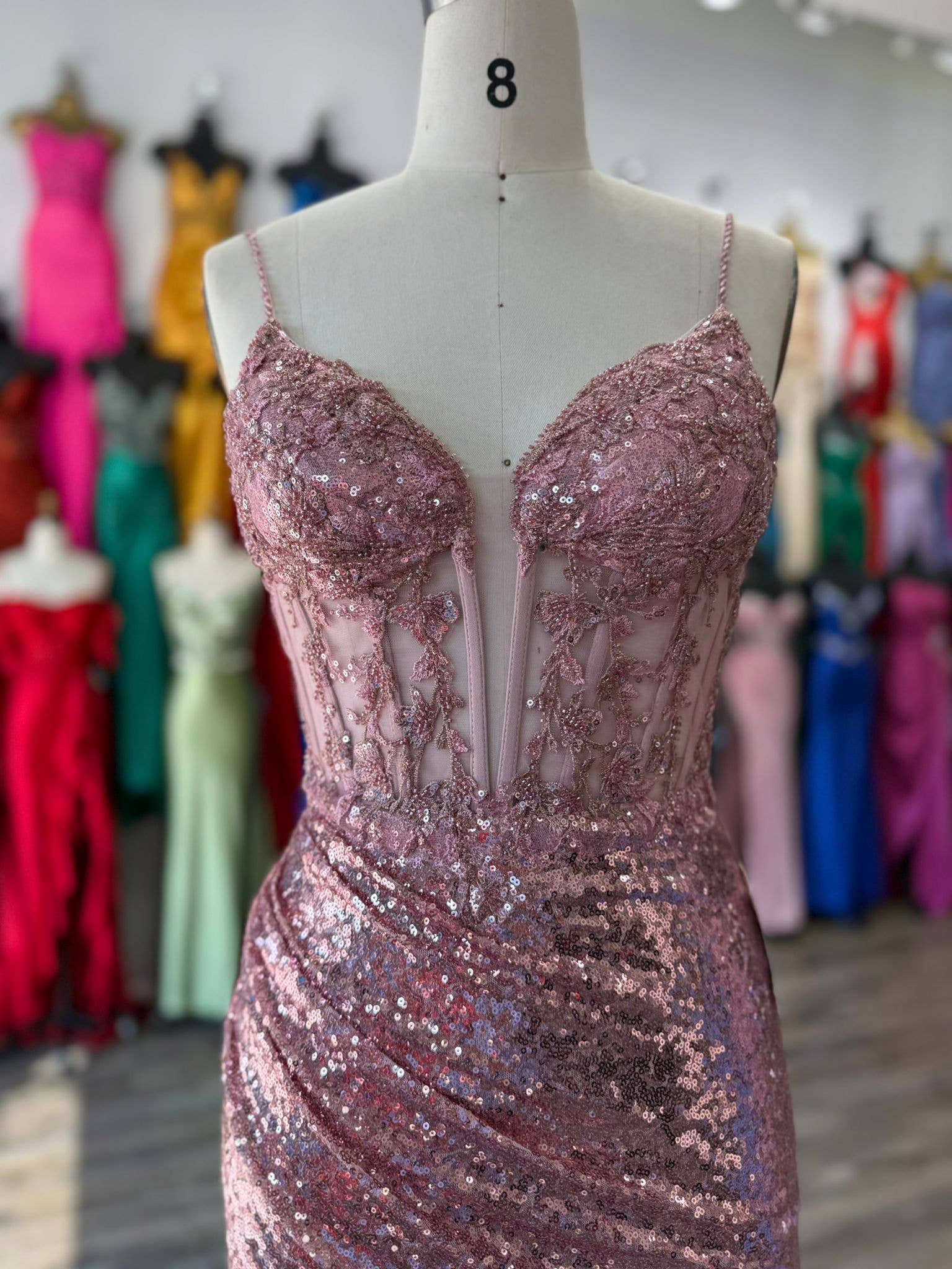 La Veneto - Wholesale Dress - Women's - DRAPED SEQUIN GOWN5