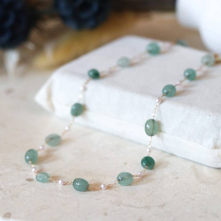 Green Agate Gemstone Necklace: Healing + Calming Energy for wholesale by The Gilded Witch