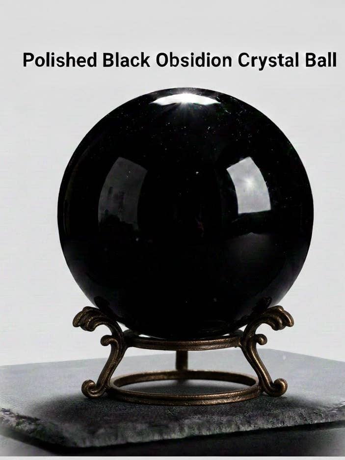 Large 4 kg Polished Black Obsidian Sphere for wholesale by AmazeU