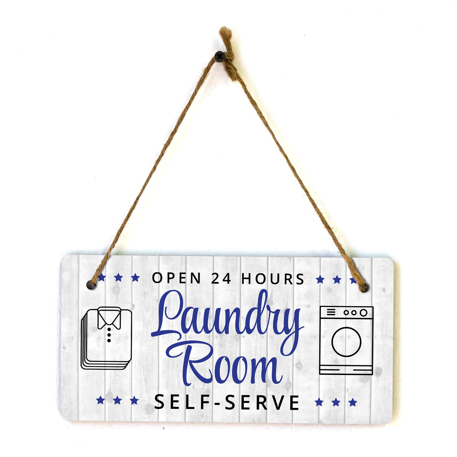 All Quality - Wholesale Sign - Open 24 Hours Laundry Room Self-Serve 5x10 Hanging Sign0