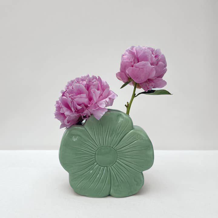 Opjet Paris - Wholesale Vase - Green flowered vase gm L21.5 W8.5 H19cm3