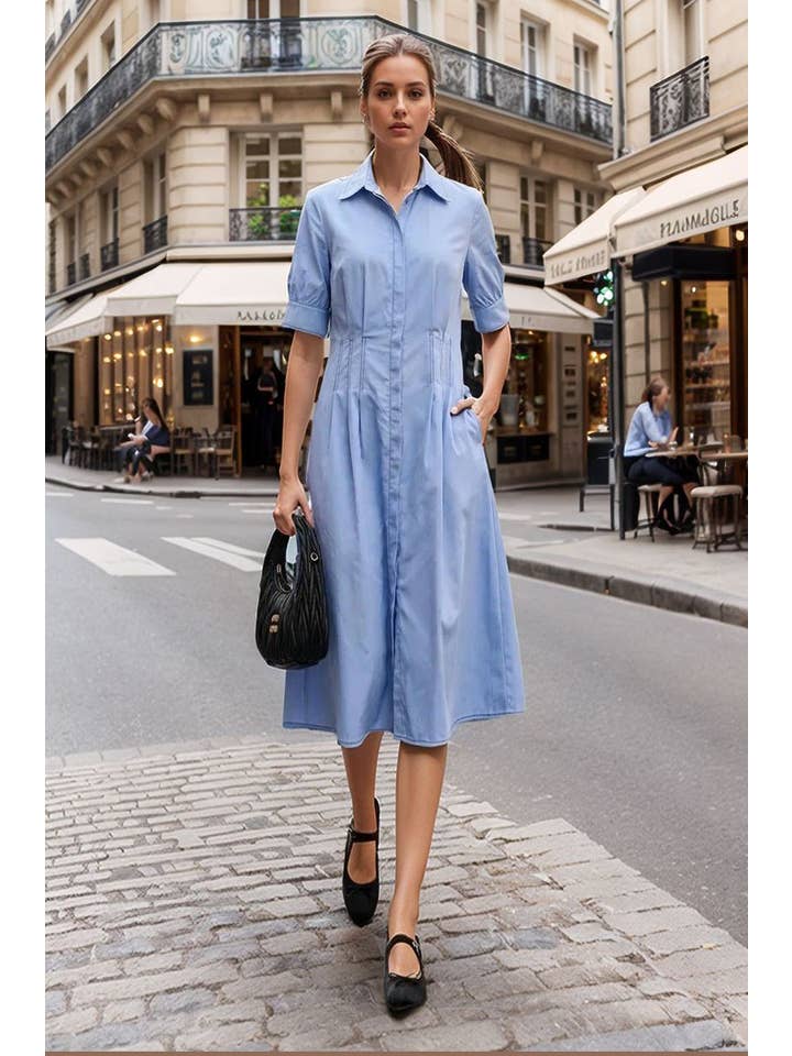 VAVA by Joy Han - Wholesale Dress - Women's - CONTRAST STITCH DETAIL W/SHORT SLEEVE MIDI DRESS8