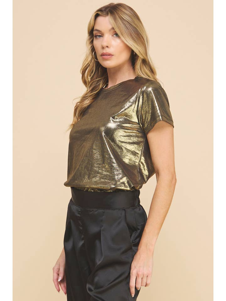 IST1197MT Metallic Basic T-shirt Gold for wholesale on Faire