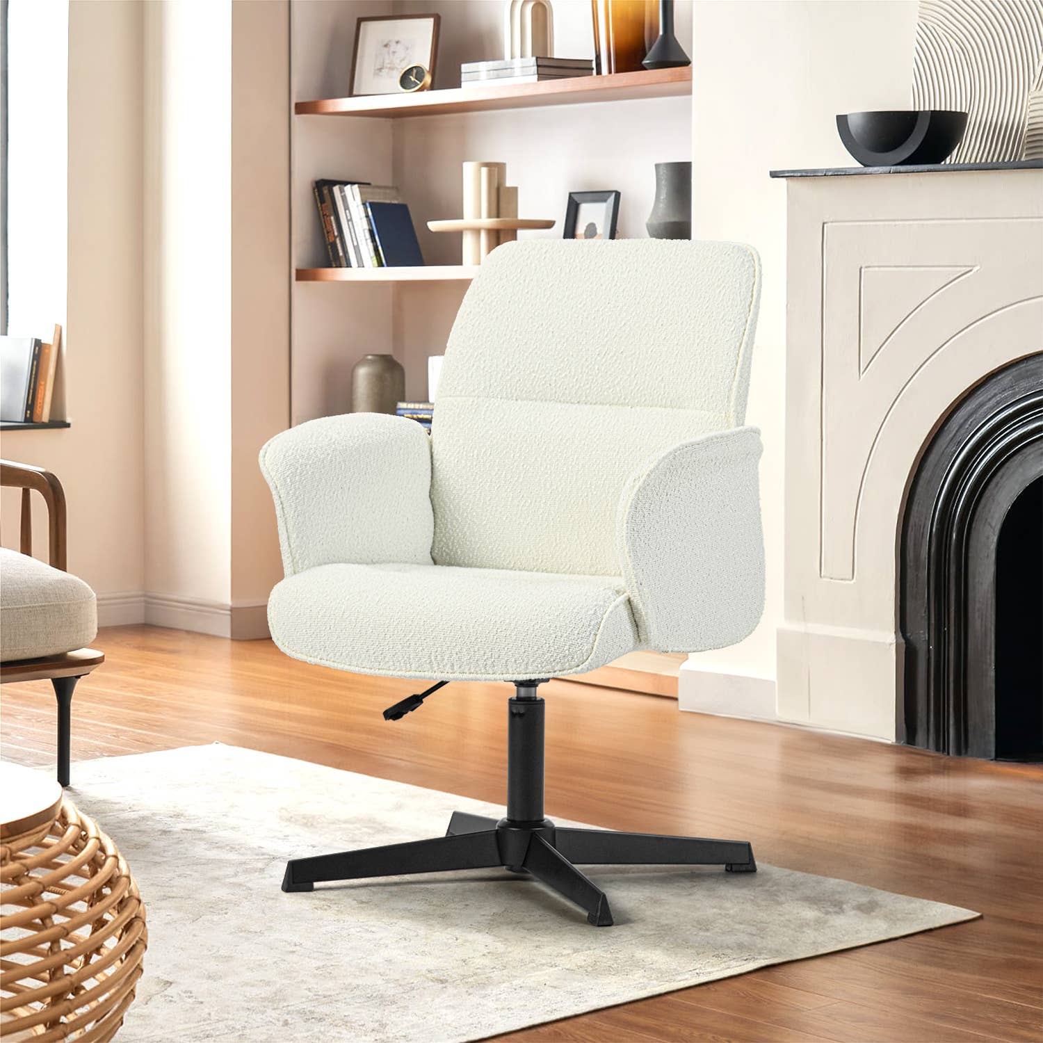 39F Inc. - Wholesale Chair - THOMASINA Relax Swivel Accent Chair/Office Chair-White1