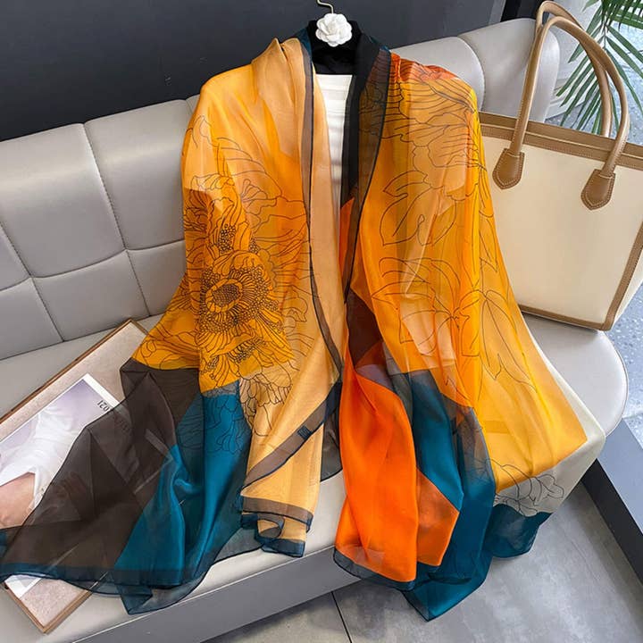 Farbiges Sommer-Sarong mit orientalischer Ästhetik – UV-Schutz-Seidenschal, Strandcape und Überwurf – Geschenk für Sie für den Großhandel von SueSilkHK