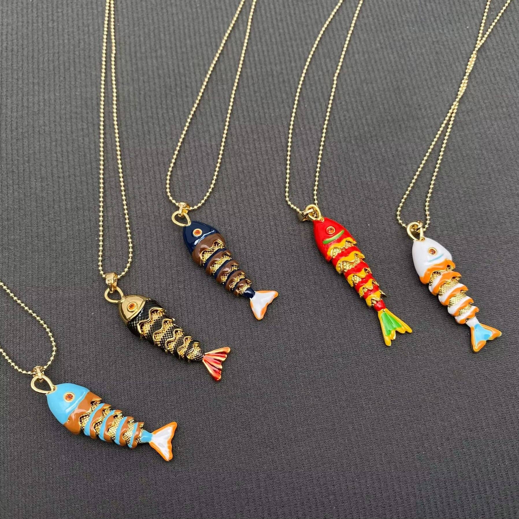 Mio Queena - Wholesale Pendant/Charm Necklace - Summer Ocean Style Enamel Fish Charm Necklace6