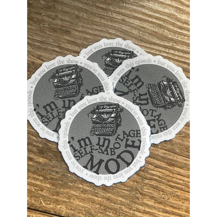 Saturnalia Design Lab - Wholesale Sticker - SELF-SABATOGE MODE Vinyl Sticker, Laminated Vinyl Sticker with Typewriter, Writer Stickers, Poet Stickers, Stocking Stuffers, Vinyl Decal2