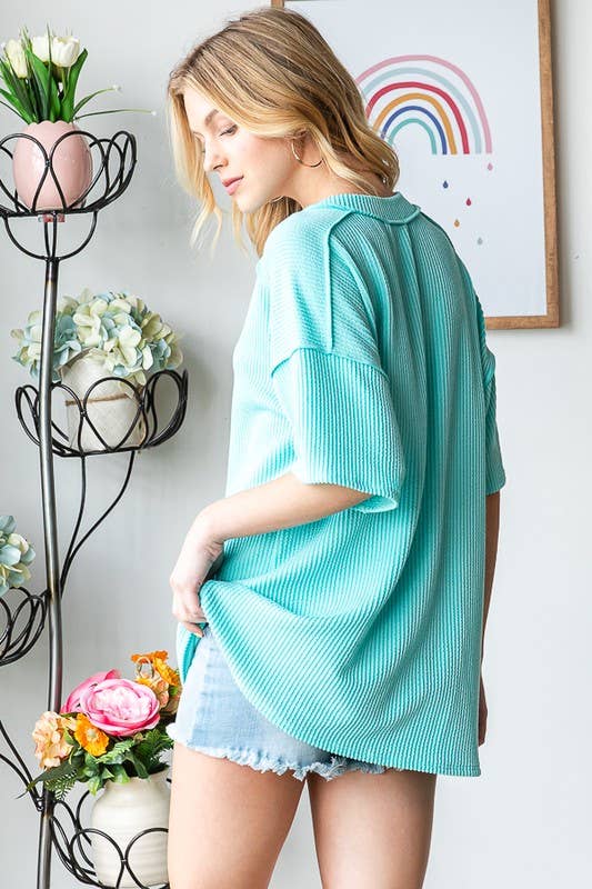 HEIMISH – wholesale Tunic – Women’s – ET7646-10 SHORT SLEEVE SOLID URBAN RIBBED TOP10