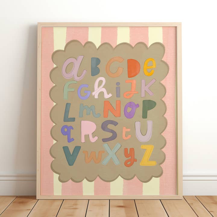 Girls ABC print: nursery Educational Childrens Alphabet for wholesale by Lara and Kin