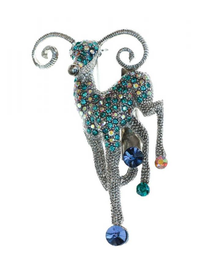 Crystal Ram hårspænde og broche for engroshandel hos Rosie Fox