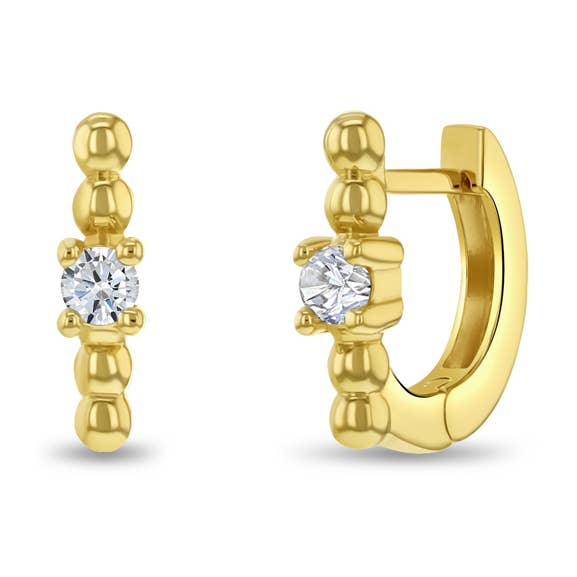 Orecchini in oro 14 kt con zirconia cubica lucida da 6 mm per neonati/bambini/bambini per la vendita all'ingrosso da parte di In Season Jewelry