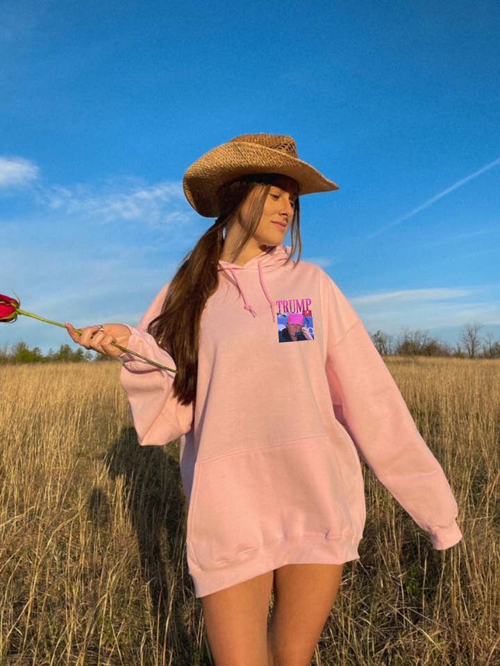 Retro Donald Trump Y2k Hoodie MAGA 2.0 Felon Chest Print for wholesale by Monday Muse