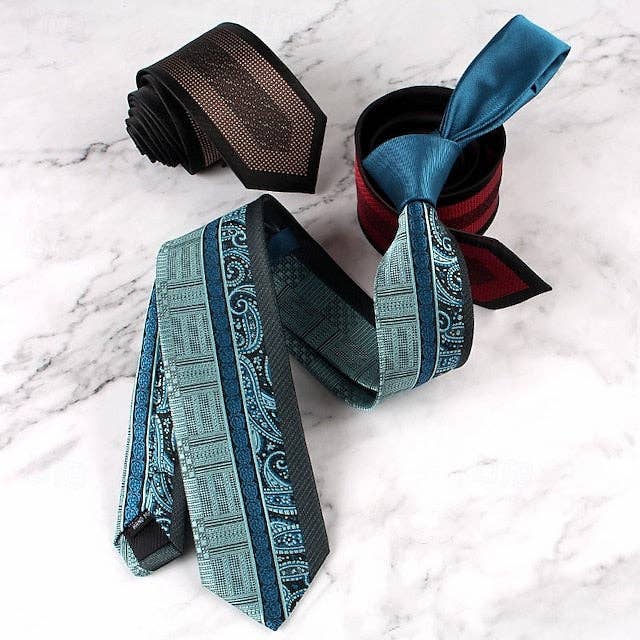 Ecovear - Wholesale Necktie – Men’s - Men's Neckties Fashion Formal Splice Color Block Wedding Party Daily Wear5