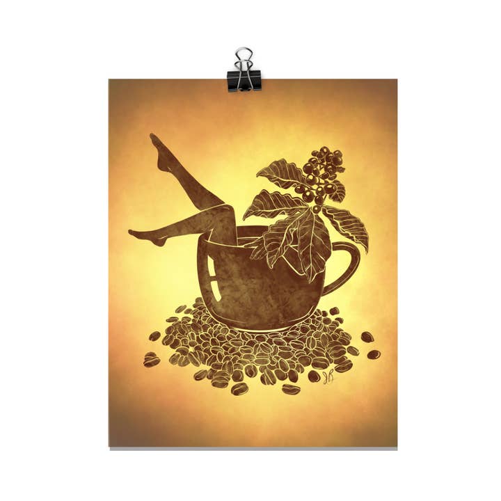 Simning i min kaffemugg Cabaret Botaniskt konsttryck för wholesale av June Bunch Studio