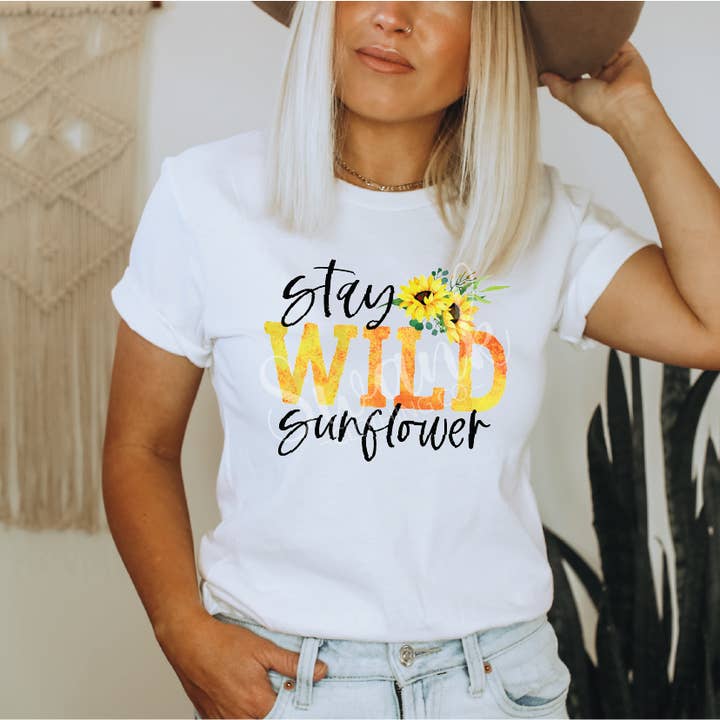 Stay Wild Sunflower Graphic Tee for wholesale by Swank Clothing Co