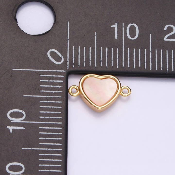 Aim Eternal – wholesale Individual charm/pendant – Gold Filled 6.7mm Shell Pearl Heart Minimalist Bezel Connector G-7012
