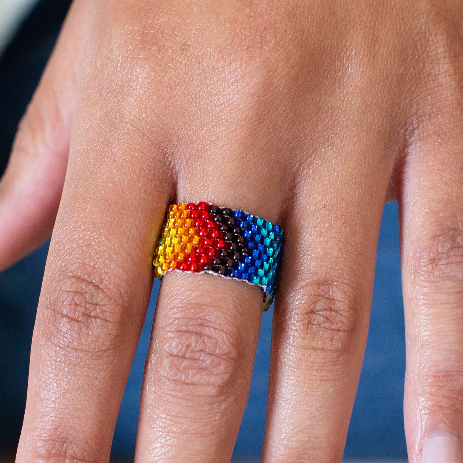Lucia's Imports - Wholesale Band/Stacked Ring - Rainbow Beaded Ring1