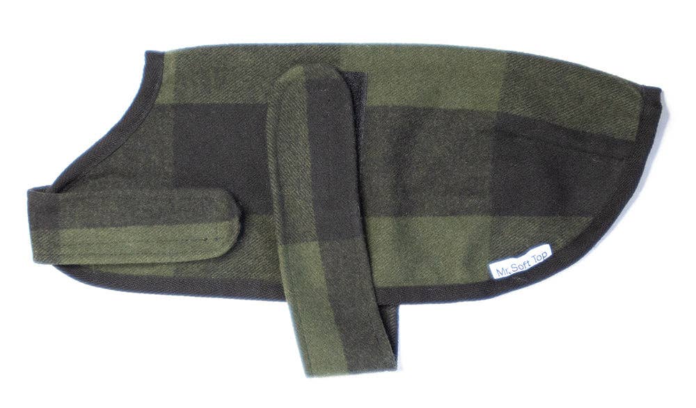 Mr. Soft Top - Wholesale Pet coat – Dog - Dark Green Tartan Wool Walking Coat1