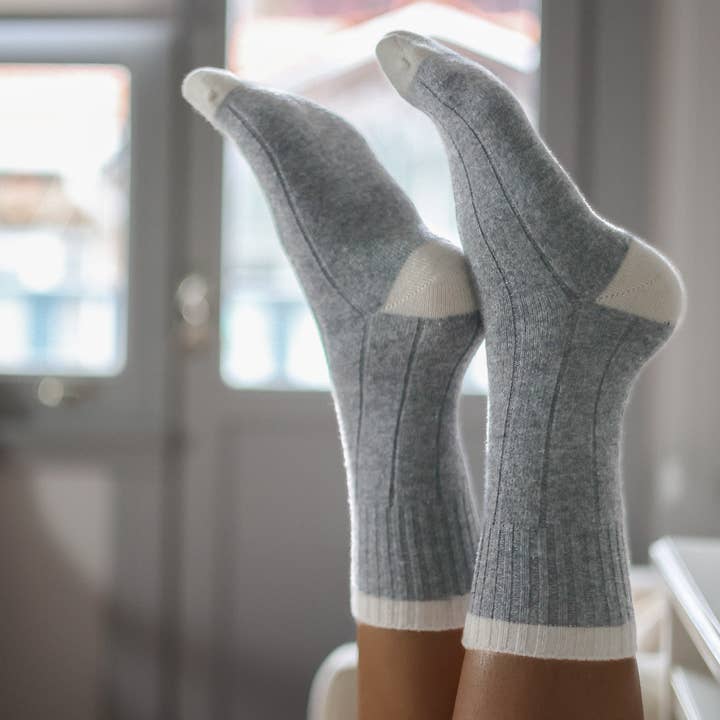 KLUE - Vente Chaussettes – femme - Chaussettes à bandes en laine mérinos KLUE | Gris