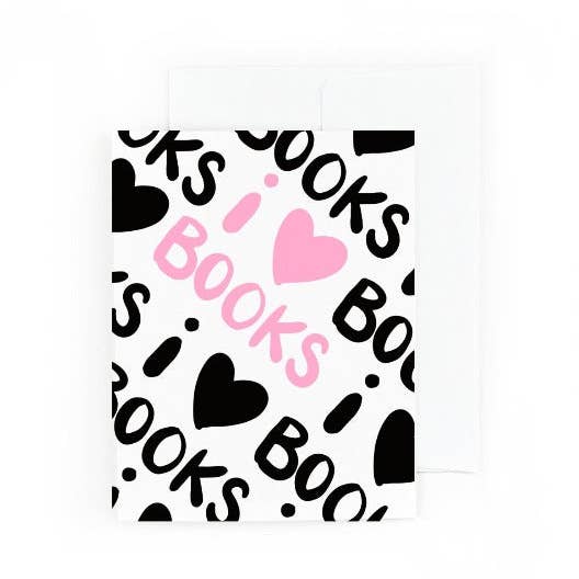 I Heart Books Greeting Card for wholesale by Pretty Peacock Paperie - Women's Empowerment