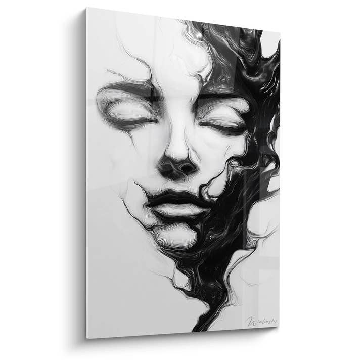 Fluid Feminine Face Painting - Liquid Essence - Black and White Face Edition for wholesale by Walensky