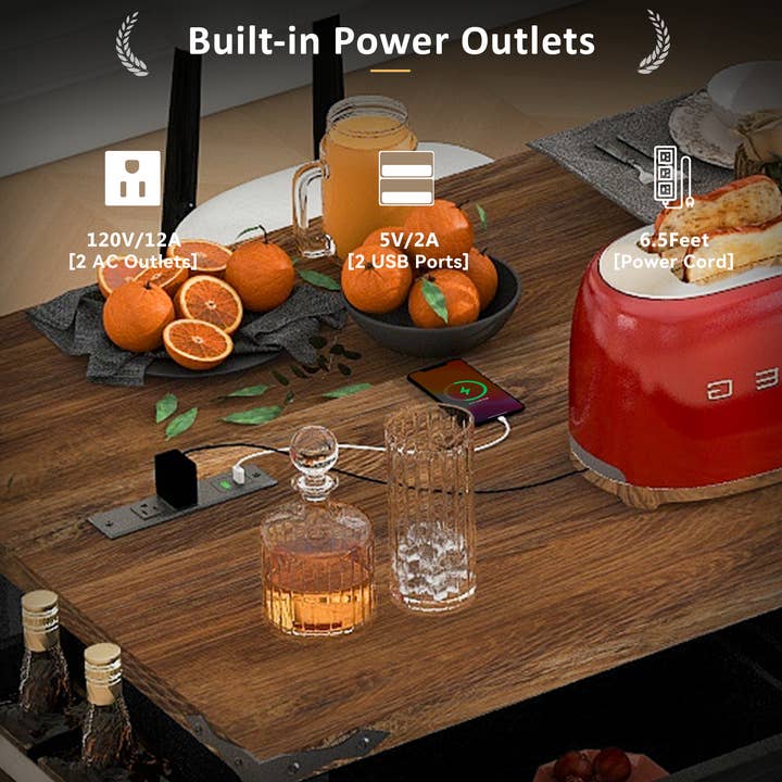 Orange County Decor - Wholesale Kitchen Storage/Organizer - K&K 53.7" Farmhouse Kitchen Island With Power Outlet, 2 Sliding Barn Door Kitchen Storage Island With Drop Leaf, Spice Rack Rolling Kitchen Cart On Wheels, For Home, Kitchen And Dining Room, Black20